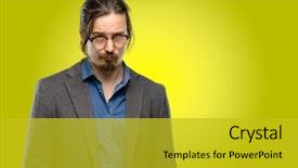  Presentation with egyptian man in make up - Presentation theme consisting of handsome young man making funny background and a  colored foreground