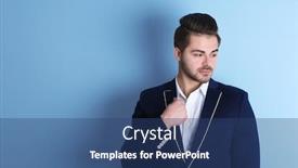  Presentation with handsome - Cool new theme with handsome young man on color background backdrop and a ocean colored foreground