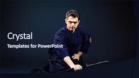  Presentation with europeskt man - Presentation theme featuring handsome young man practicing kendo background and a wine colored foreground