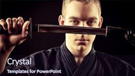  Presentation with ancient egyptian man - Beautiful presentation theme featuring handsome young man practicing kendo backdrop and a wine colored foreground