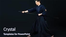  Presentation with handsome - Colorful slides enhanced with handsome young man practicing kendo backdrop and a wine colored foreground