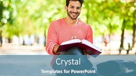  Presentation with reading - Slide deck having handsome-young-man-reading-book background and a teal colored foreground