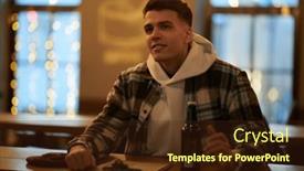  Presentation with pub - PPT theme enhanced with handsome-young-man-relaxing background and a wine colored foreground