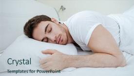  Presentation with sleeping - Slide deck with handsome young man sleeping background and a sky blue colored foreground