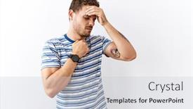  Presentation with flu virus - Presentation consisting of handsome-young-man-standing-over background and a  colored foreground