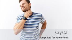  Presentation with sore throat - Slide set enhanced with handsome-young-man-standing-over background and a  colored foreground