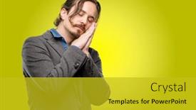  Presentation with tired - Beautiful slide deck featuring handsome-young-man-tired backdrop and a gold colored foreground