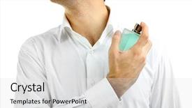  Presentation with perfume - Presentation featuring handsome young man using perfume background and a  colored foreground