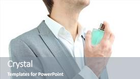  Presentation with perfume - PPT theme having handsome young man using perfume background and a gray colored foreground