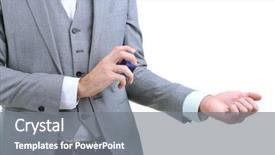  Presentation with perfume - Presentation theme consisting of handsome young man using perfume background and a  colored foreground