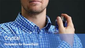  Presentation with one young man exercising handball - Presentation design consisting of handsome young man using perfume background and a teal colored foreground