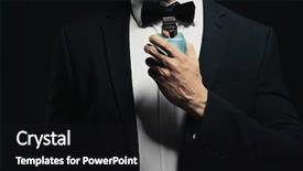  Presentation with perfume - PPT theme featuring handsome young man using perfume background and a black colored foreground