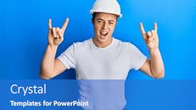  Presentation with rock music - Amazing PPT theme having handsome-young-man-wearing-builder backdrop and a teal colored foreground