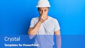  Presentation with bad breath - Presentation design featuring handsome-young-man-wearing-builder background and a teal colored foreground