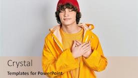  Presentation with yellow - Slide deck with handsome-young-man-wearing-yellow background and a gold colored foreground