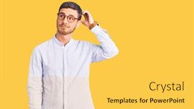  Presentation with young business man - Presentation featuring handsome-young-man-with-bear background and a yellow colored foreground