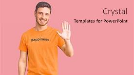  Presentation with tshirt - Slide deck consisting of handsome-young-man-with-bear background and a coral colored foreground