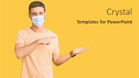  Presentation with medical hand - Beautiful presentation theme featuring handsome-young-man-with-bear backdrop and a light gray colored foreground