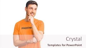  Presentation with question word - Colorful presentation theme enhanced with handsome-young-man-with-bear backdrop and a sky blue colored foreground