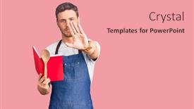  Presentation with recipe book - Colorful PPT theme enhanced with handsome-young-man-with-bear backdrop and a coral colored foreground
