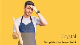  Presentation with apron - Slide set enhanced with handsome-young-man-with-bear background and a yellow colored foreground