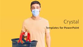  Presentation with medical face mask - Colorful slides enhanced with handsome-young-man-with-bear backdrop and a yellow colored foreground