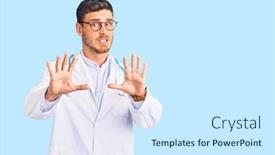  Presentation with panic - Audience pleasing slide set consisting of handsome-young-man-with-bear backdrop and a cool aqua colored foreground