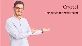  Presentation with young business man - Audience pleasing PPT theme consisting of handsome-young-man-with-bear backdrop and a coral colored foreground