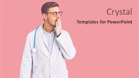  Presentation with sleepiness - PPT theme consisting of handsome-young-man-with-bear background and a coral colored foreground