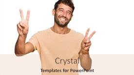  Presentation with beard - PPT layouts enhanced with handsome-young-man-with-beard background and a coral colored foreground