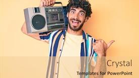  Presentation with curly hair - PPT theme having handsome-young-man-with-curly background and a lemonade colored foreground