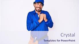  Presentation with curly hair - Colorful presentation theme enhanced with handsome-young-man-with-curly backdrop and a sky blue colored foreground