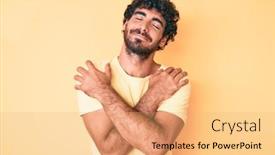  Presentation with confident love - Presentation consisting of handsome-young-man-with-curly background and a coral colored foreground