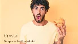  Presentation with curly hair - Presentation design having handsome-young-man-with-curly background and a cream colored foreground