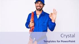  Presentation with cables - Cool new slide set with handsome-young-man-with-curly backdrop and a sky blue colored foreground