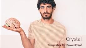  Presentation with brain thinking - Beautiful presentation theme featuring handsome-young-man-with-curly backdrop and a lemonade colored foreground