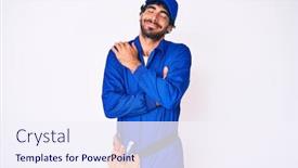  Presentation with hair care - Presentation design consisting of handsome-young-man-with-curly background and a sky blue colored foreground