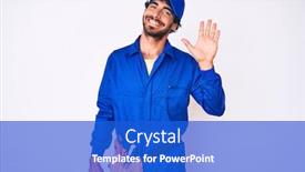  Presentation with curly hair - Presentation design with handsome-young-man-with-curly background and a cobalt blue colored foreground