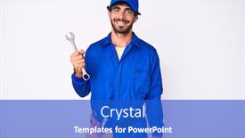  Presentation with curly hair - PPT theme enhanced with handsome-young-man-with-curly background and a cobalt blue colored foreground