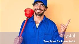  Presentation with curly hair - Theme featuring handsome-young-man-with-curly background and a cobalt blue colored foreground