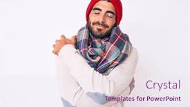  Presentation with hair care - PPT theme with handsome-young-man-with-curly background and a sky blue colored foreground