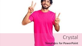  Presentation with tshirt - Slide deck enhanced with handsome-young-man-with-curly background and a coral colored foreground