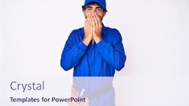  Presentation with curly hair - Presentation design consisting of handsome-young-man-with-curly background and a sky blue colored foreground