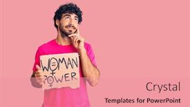  Presentation with power - Cool new presentation theme with handsome-young-man-with-curly backdrop and a coral colored foreground