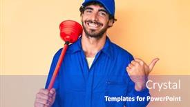  Presentation with curly hair - Theme featuring handsome-young-man-with-curly background and a cobalt blue colored foreground
