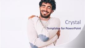  Presentation with hair care - PPT layouts enhanced with handsome-young-man-with-curly background and a sky blue colored foreground