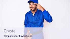  Presentation with acne - Beautiful PPT layouts featuring handsome-young-man-with-curly backdrop and a sky blue colored foreground