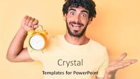  Presentation with achievement - PPT theme consisting of handsome-young-man-with-curly background and a lemonade colored foreground