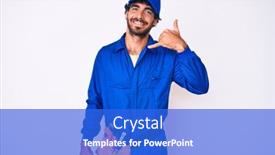  Presentation with curly hair - PPT layouts with handsome-young-man-with-curly background and a cobalt blue colored foreground