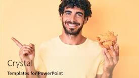  Presentation with curly hair - PPT layouts enhanced with handsome-young-man-with-curly background and a lemonade colored foreground